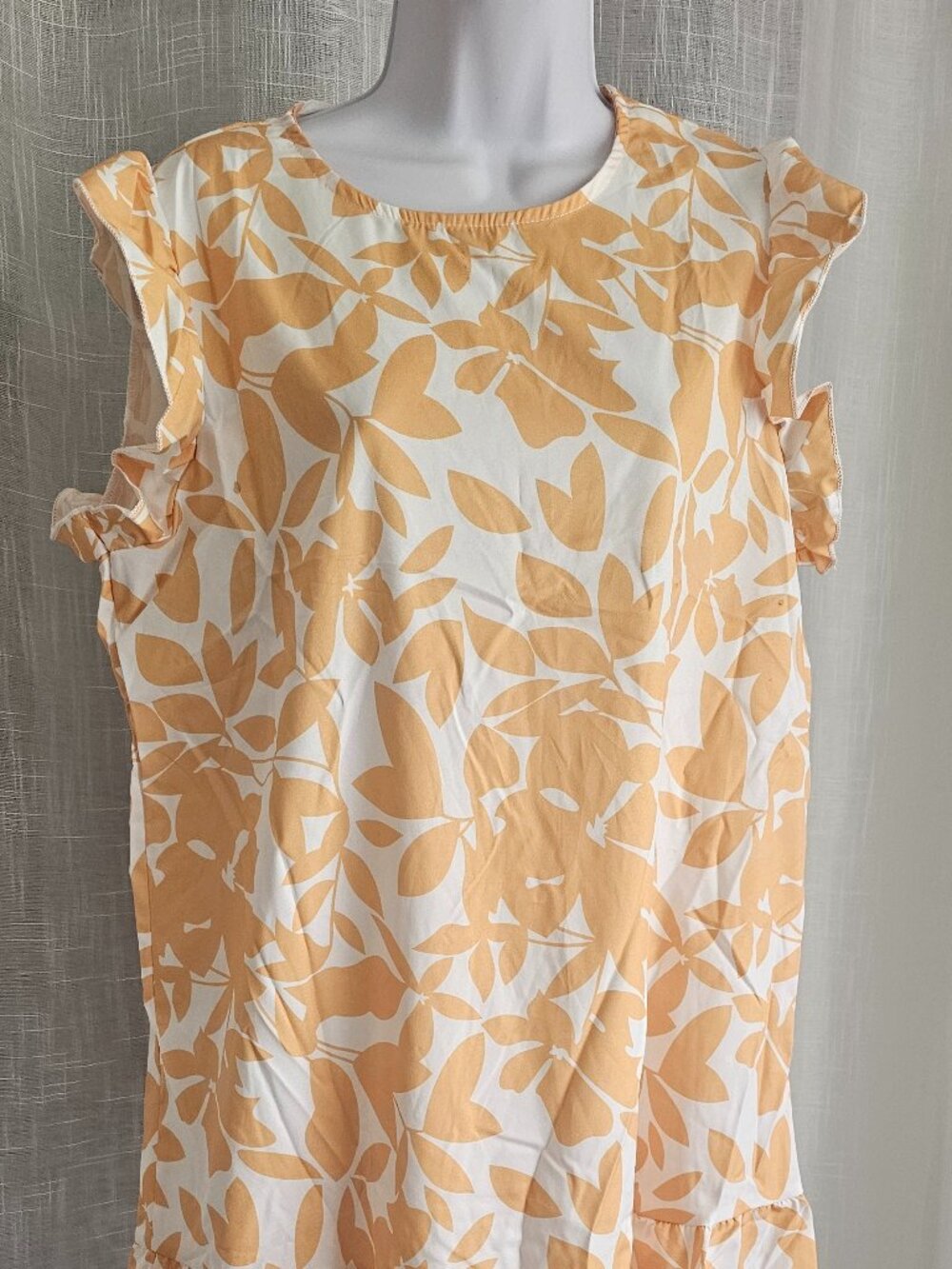 Women's Ruffle Cap Sleeve Floral Mini Summer Ruffle Hem Dress Yellow Si